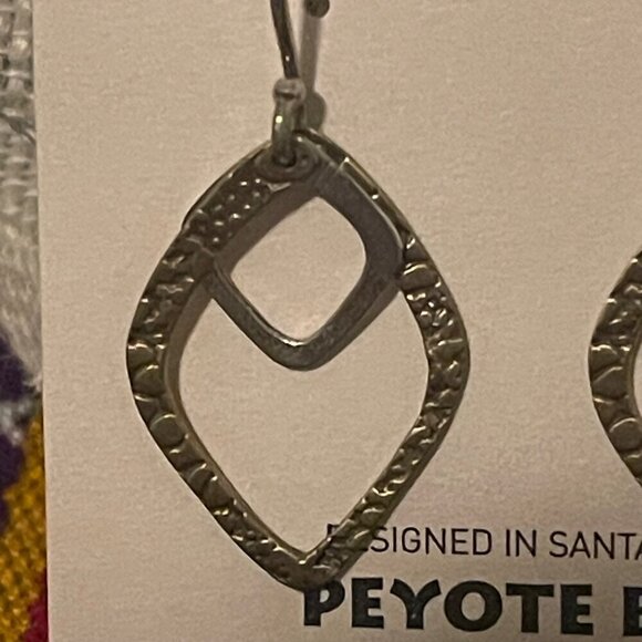 Peyote Bird Double Tear Drop Sterling Silver Dangle Earrings - Picture 4 of 5